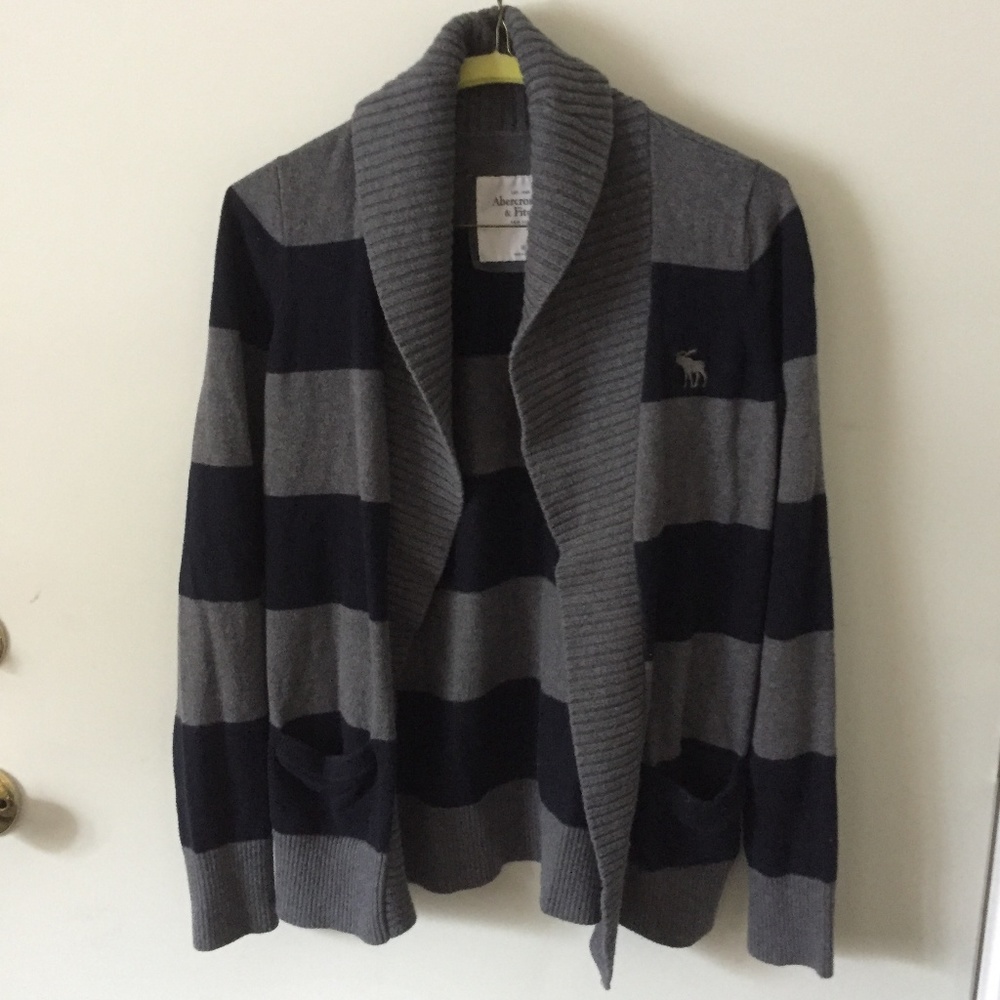 Gray and navy striped sweater